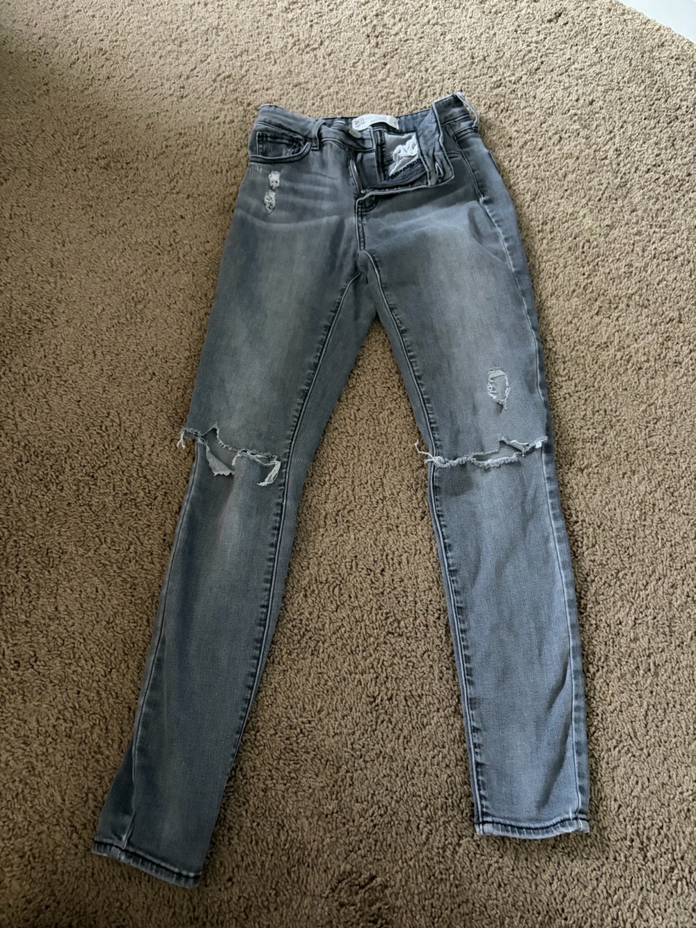 RSQ Women’s Distressed Grey Skinny Jeans